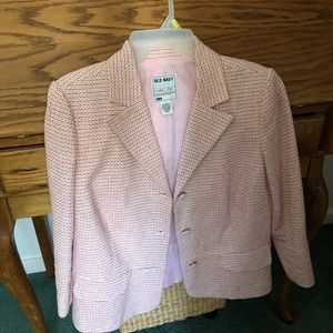 Blazer, red and white, short to waist